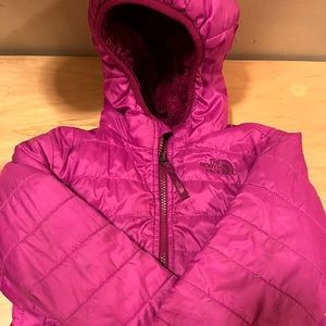 Magenta reversible North Face Jacket Size 5, in Good Used Condition.